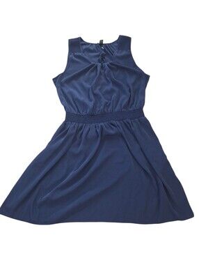 Gap navy blue sleeveless A-line dress with pockets and fancy stitching, L. EUC.